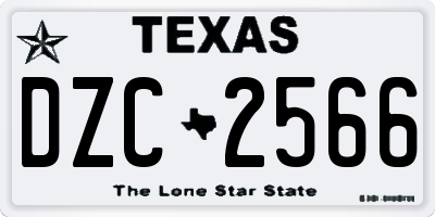 TX license plate DZC2566