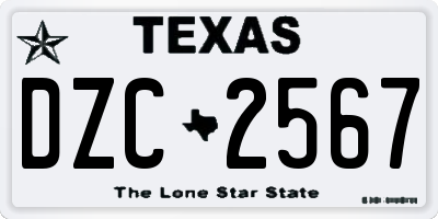 TX license plate DZC2567