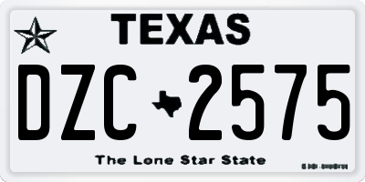 TX license plate DZC2575
