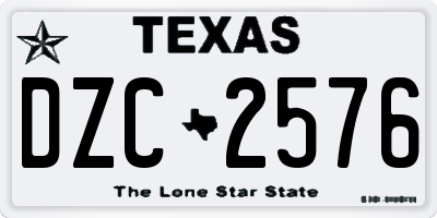TX license plate DZC2576