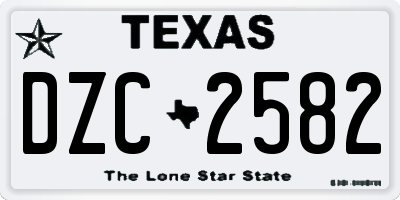TX license plate DZC2582