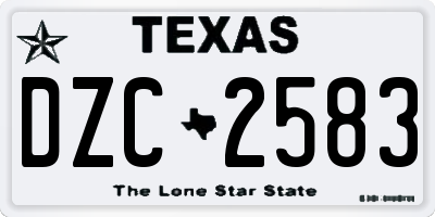 TX license plate DZC2583