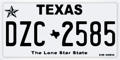 TX license plate DZC2585