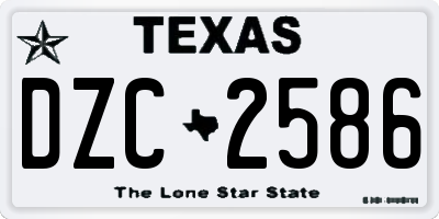 TX license plate DZC2586