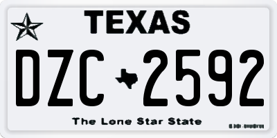 TX license plate DZC2592