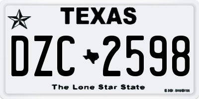 TX license plate DZC2598