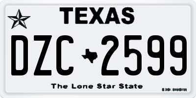 TX license plate DZC2599