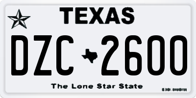 TX license plate DZC2600