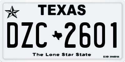 TX license plate DZC2601