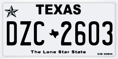 TX license plate DZC2603