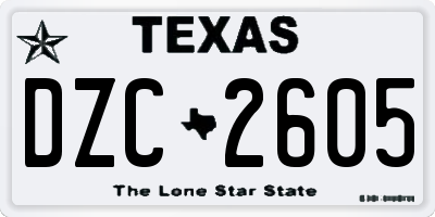 TX license plate DZC2605