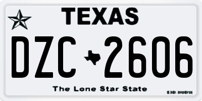 TX license plate DZC2606