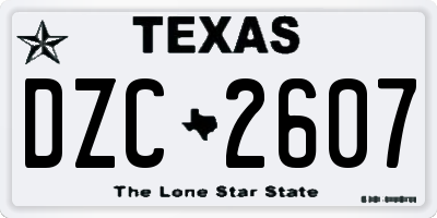 TX license plate DZC2607