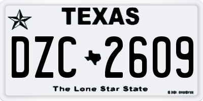TX license plate DZC2609