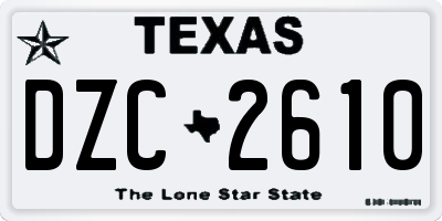 TX license plate DZC2610