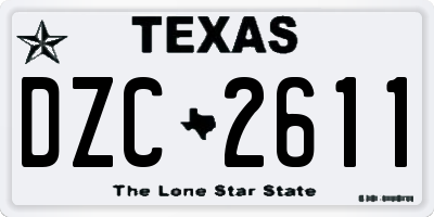 TX license plate DZC2611