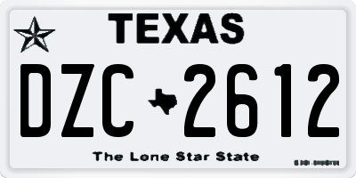 TX license plate DZC2612