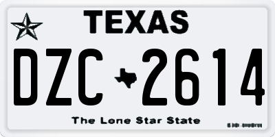 TX license plate DZC2614