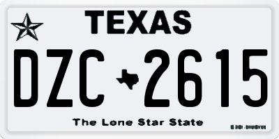TX license plate DZC2615