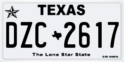 TX license plate DZC2617