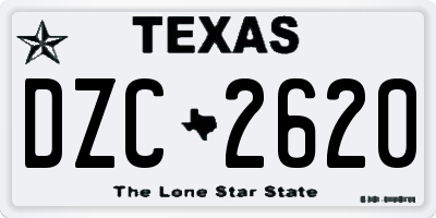 TX license plate DZC2620