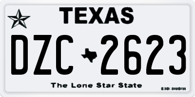 TX license plate DZC2623