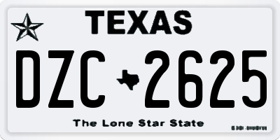 TX license plate DZC2625
