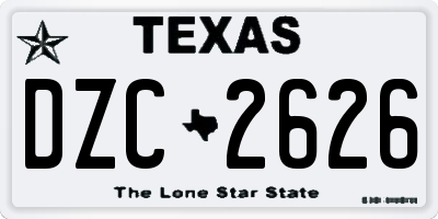 TX license plate DZC2626