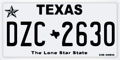 TX license plate DZC2630