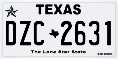 TX license plate DZC2631