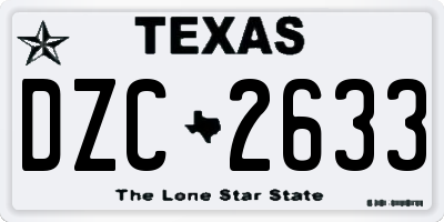 TX license plate DZC2633