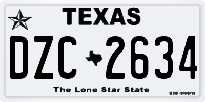 TX license plate DZC2634