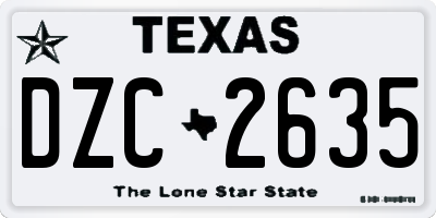 TX license plate DZC2635