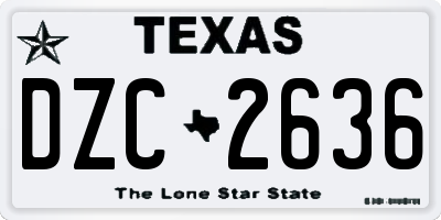 TX license plate DZC2636