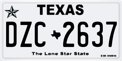 TX license plate DZC2637