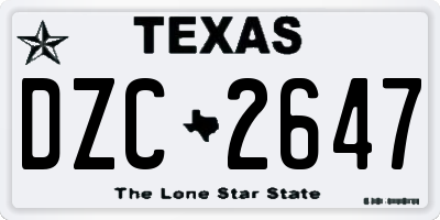 TX license plate DZC2647