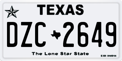 TX license plate DZC2649