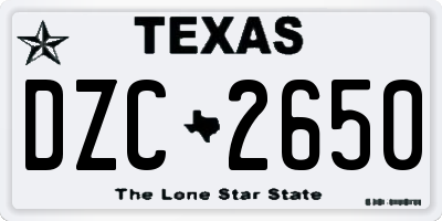 TX license plate DZC2650