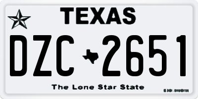 TX license plate DZC2651