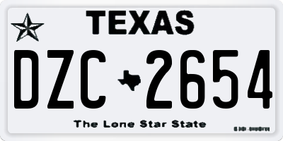 TX license plate DZC2654