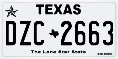 TX license plate DZC2663