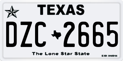 TX license plate DZC2665