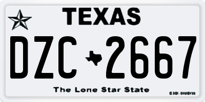 TX license plate DZC2667