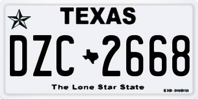 TX license plate DZC2668
