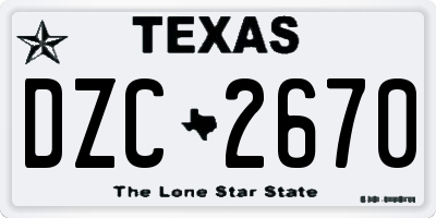 TX license plate DZC2670