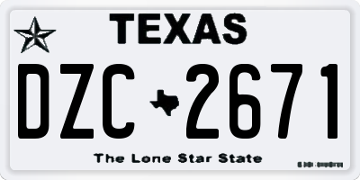TX license plate DZC2671