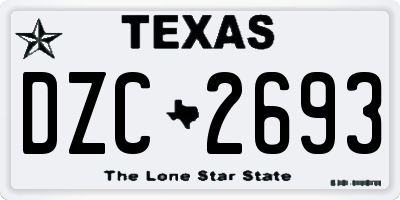 TX license plate DZC2693