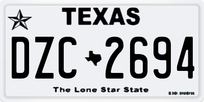 TX license plate DZC2694