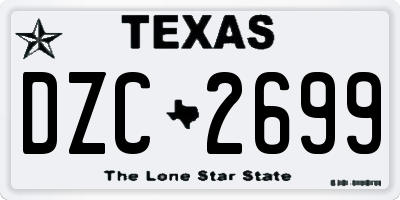 TX license plate DZC2699