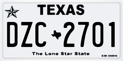 TX license plate DZC2701